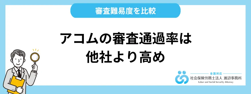 アコムの審査通過率は他社より高め！審査難易度を比較